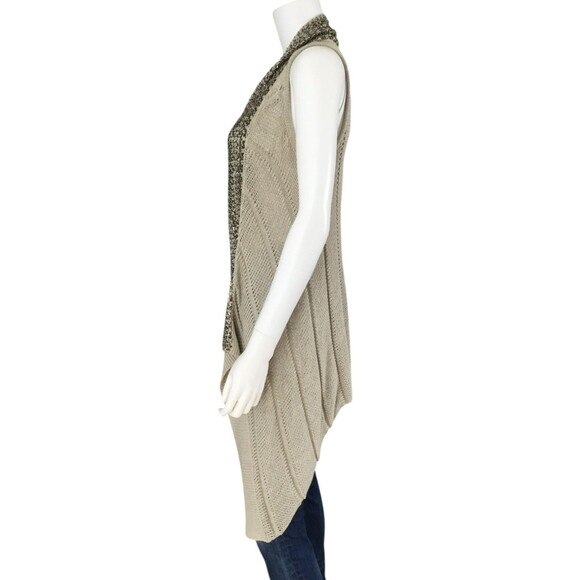 Alice + Olivia BOHO Artsy Vest sz S Sequin Beaded Asymmetric Glam Chic Layering - Picture 6 of 15